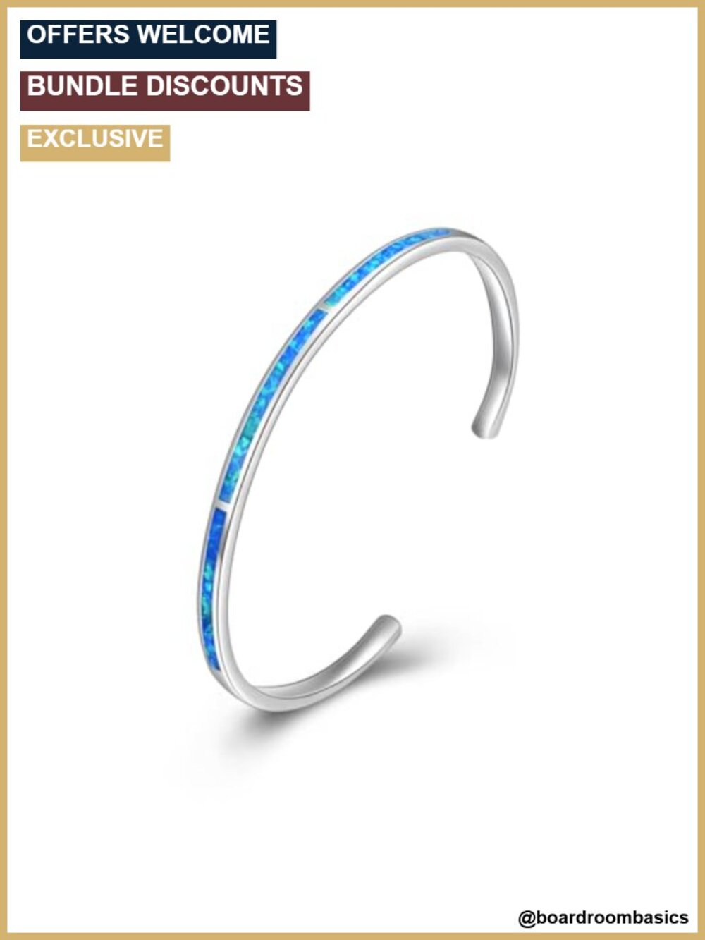 Sterling Silver Opal Cuff Bracelet Adjustable Bangle